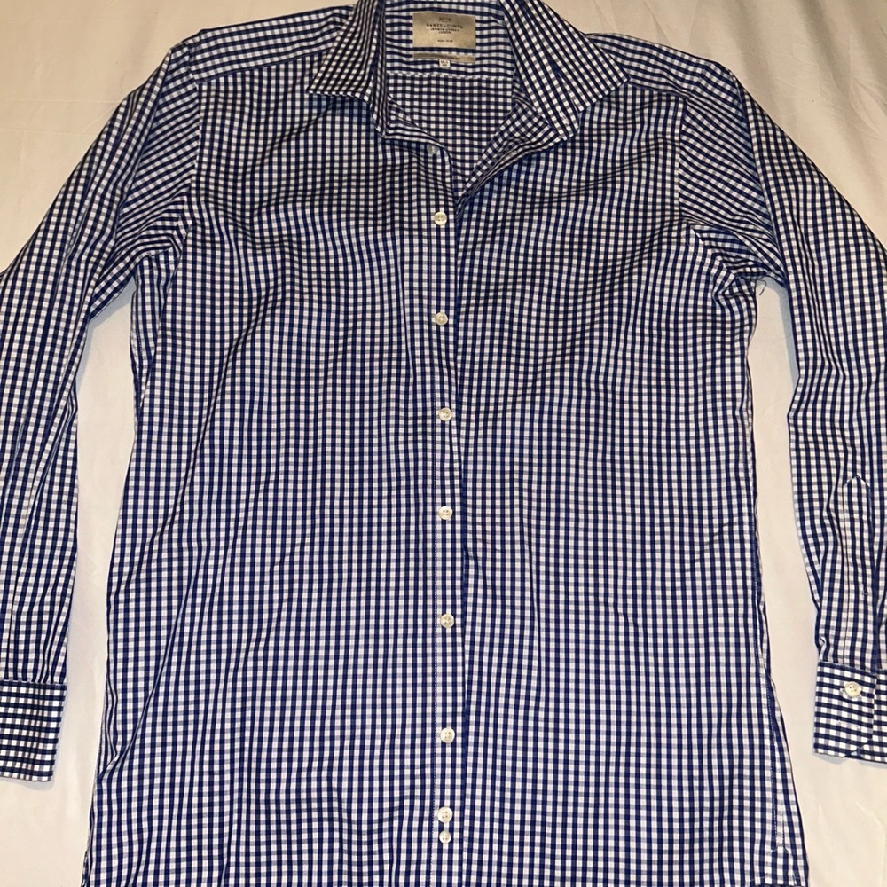 Blue and White Casual Button Down Shirt